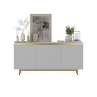 KOMMODE Selene 3D Weiß matt 167 cm mit goldenem Metallrahmen - Goldfarben/Weiß, Holzwerkstoff/Metall (167/79/35cm) - Meble Lindner