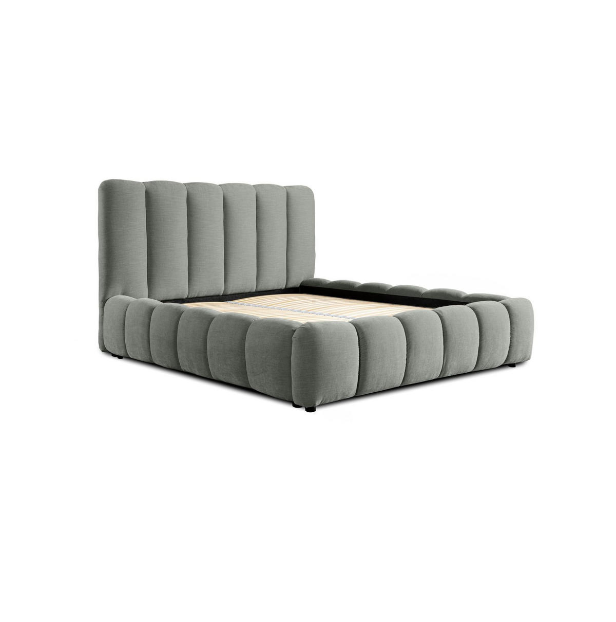 POLSTERBETT Doppelbett Heda In Stoff Boston - Grau, Holzwerkstoff/Textil (140/200cm) - Fun Möbel