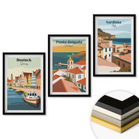 WANDBILDER 3er-Set - 40x60 cm Schwarzer Rahmen - Ansichten europäischer Küstenstädte - Schwarz, Kunststoff (40/60cm) - ArtPrintCave