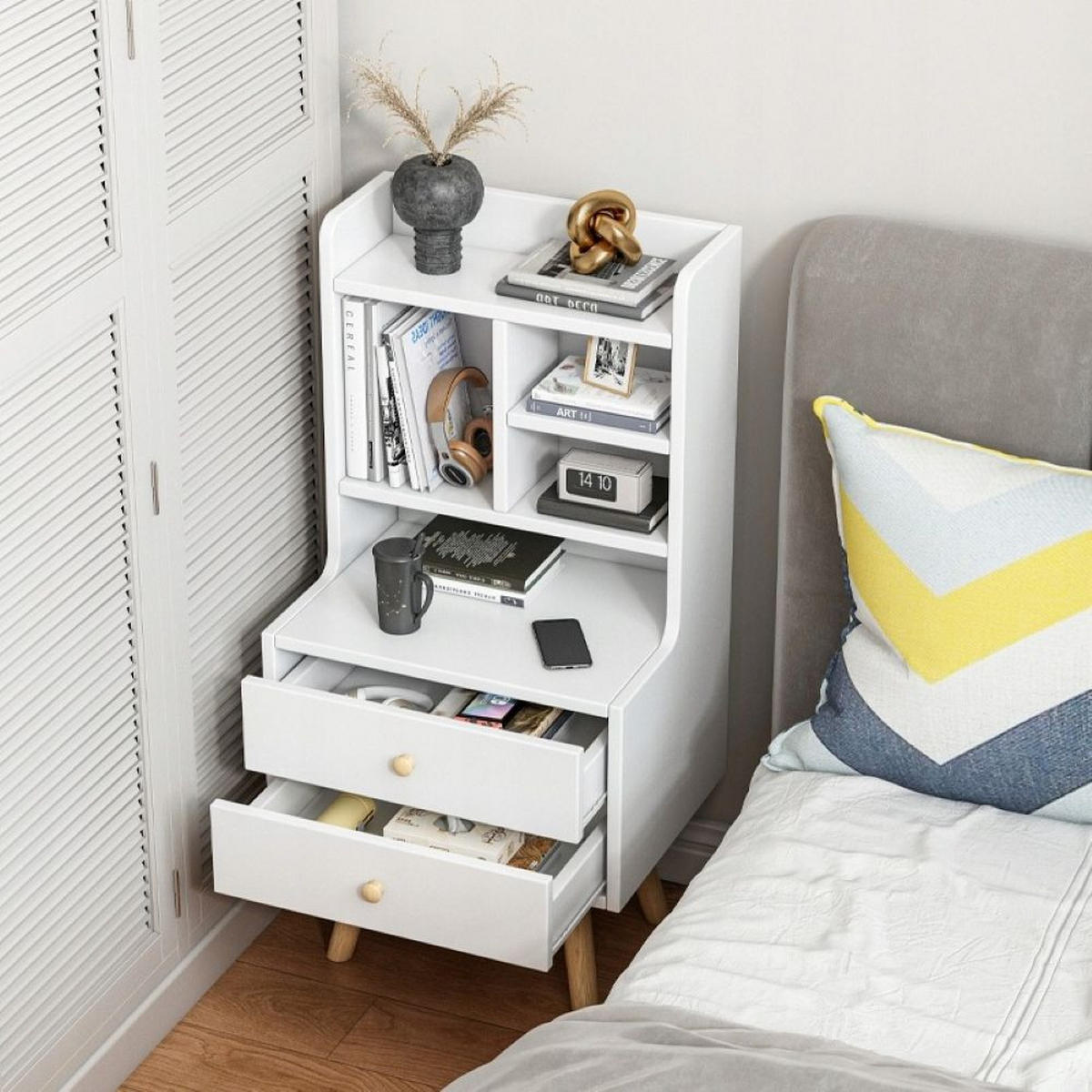 NACHTTISCH, weiß 36/43/81 cm - Weiß, Holzwerkstoff (72/13/45cm)