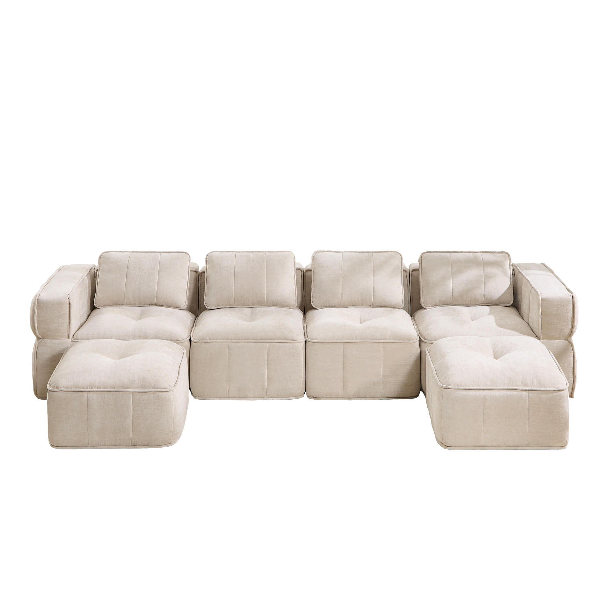 Flora Grace Wohnlandschaft Beige 162x67x344 cm