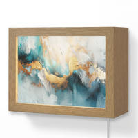 NÁSTĚNNÁ LAMPA Abstraktní - umění - zlatá - modrá 20x15 cm - tyrkysová, kompozitní dřevo (20/15/8cm) - OnlyWow