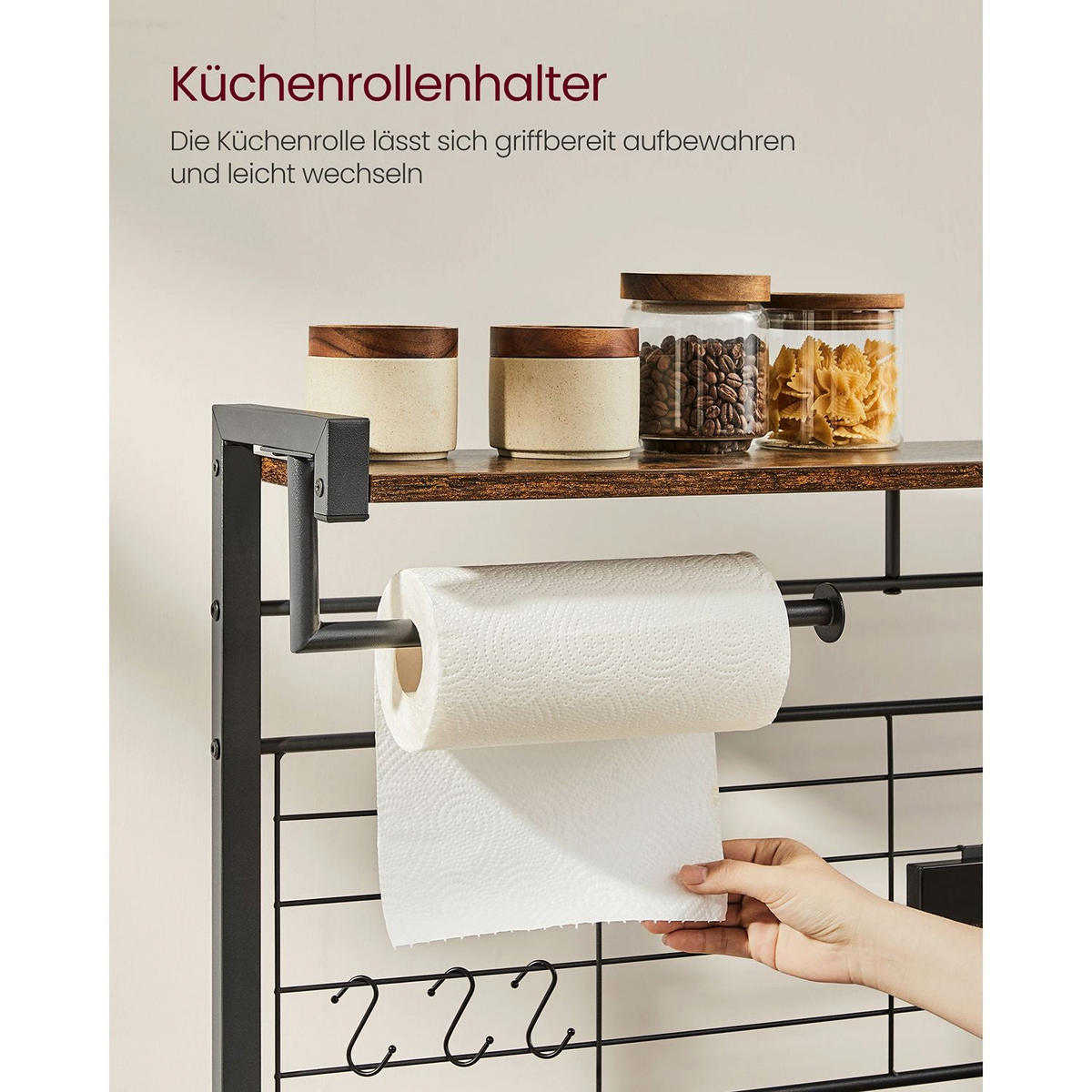 KÜCHENREGAL BERLIN - Braun, Metall (90/167.3/42cm) - Hansiro