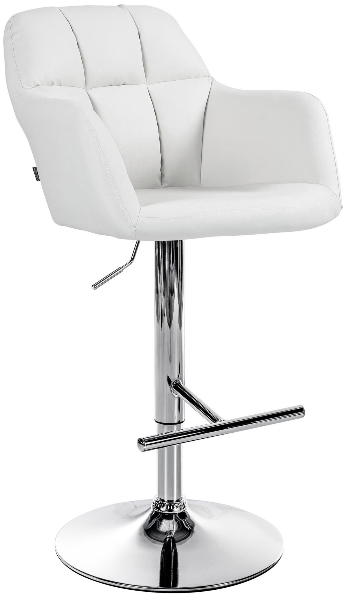 BARHOCKER Nardo Kunstleder chrom weiß - Chromfarben/Weiß, Kunststoff/Metall (57/118/59cm) - TPFLiving