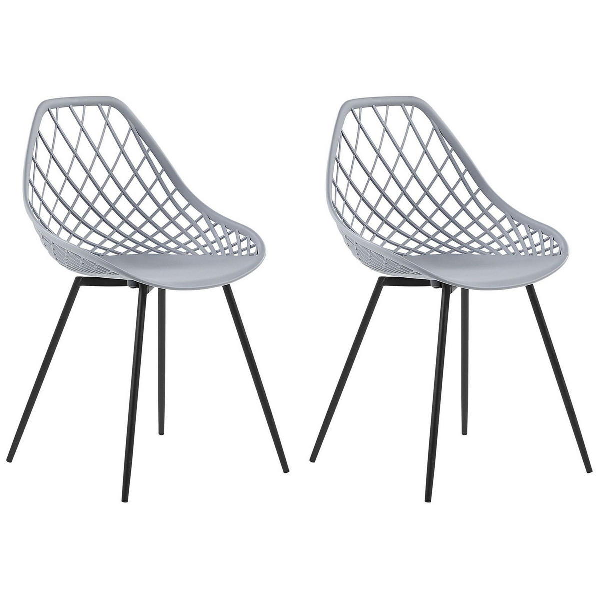 ESSZIMMERSTUHL 2er-Set Kunststoff Grau Canton - Grau, Kunststoff/Metall (46/86/52cm) - Beliani