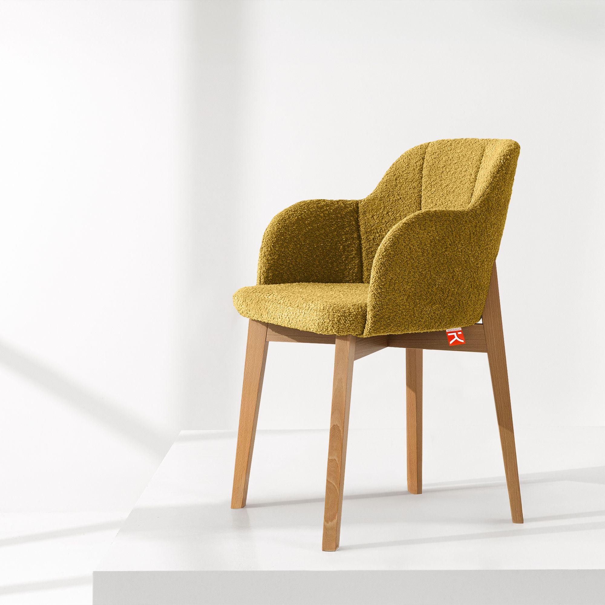 POLSTERSTUHL LONIS Esszimmerstühle 2er Set - Eichefarben/Honig, Holz/Textil (55/82/54cm) - KONSIMO®