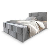 BOXBETT MONA 140x200 cm mit Matratze und Topper - Hellgrau - Hellgrau, Holz (140/200cm) - MASSENO