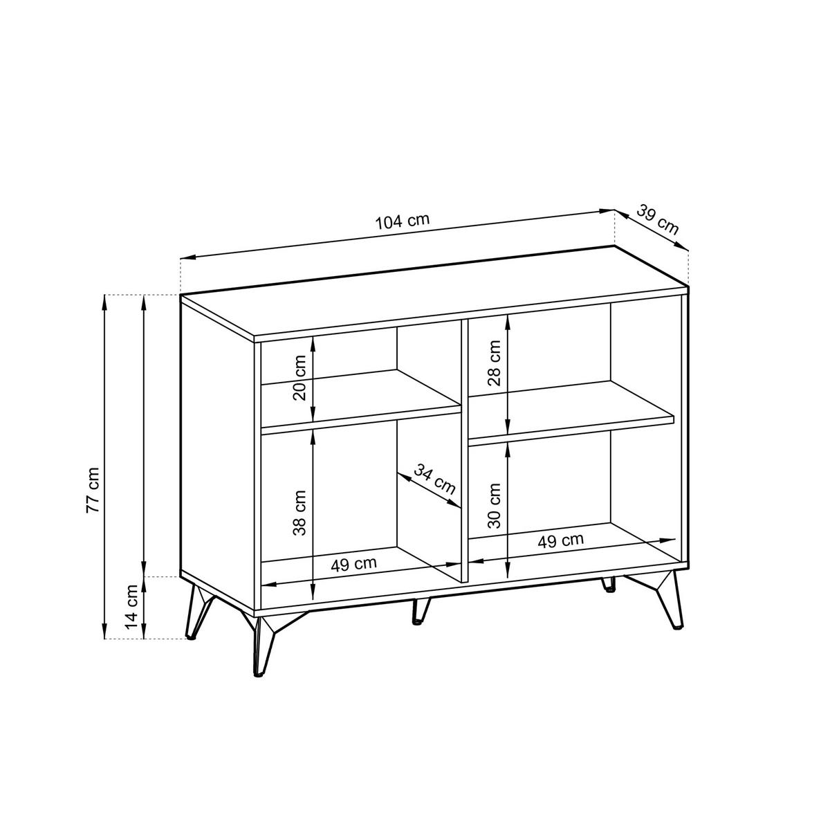 SIDEBOARD Boulia Schwarz mit Fischgrätfronten in Eiche 104 cm - Eichefarben/Schwarz, Holzwerkstoff/Metall (104/119/39cm) - Selsey