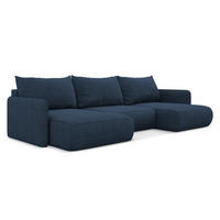 WOHNLANDSCHAFT Chenille Stoff Blau - Blau/Schwarz, Kunststoff/Textil (290/86/148cm) - Makamii