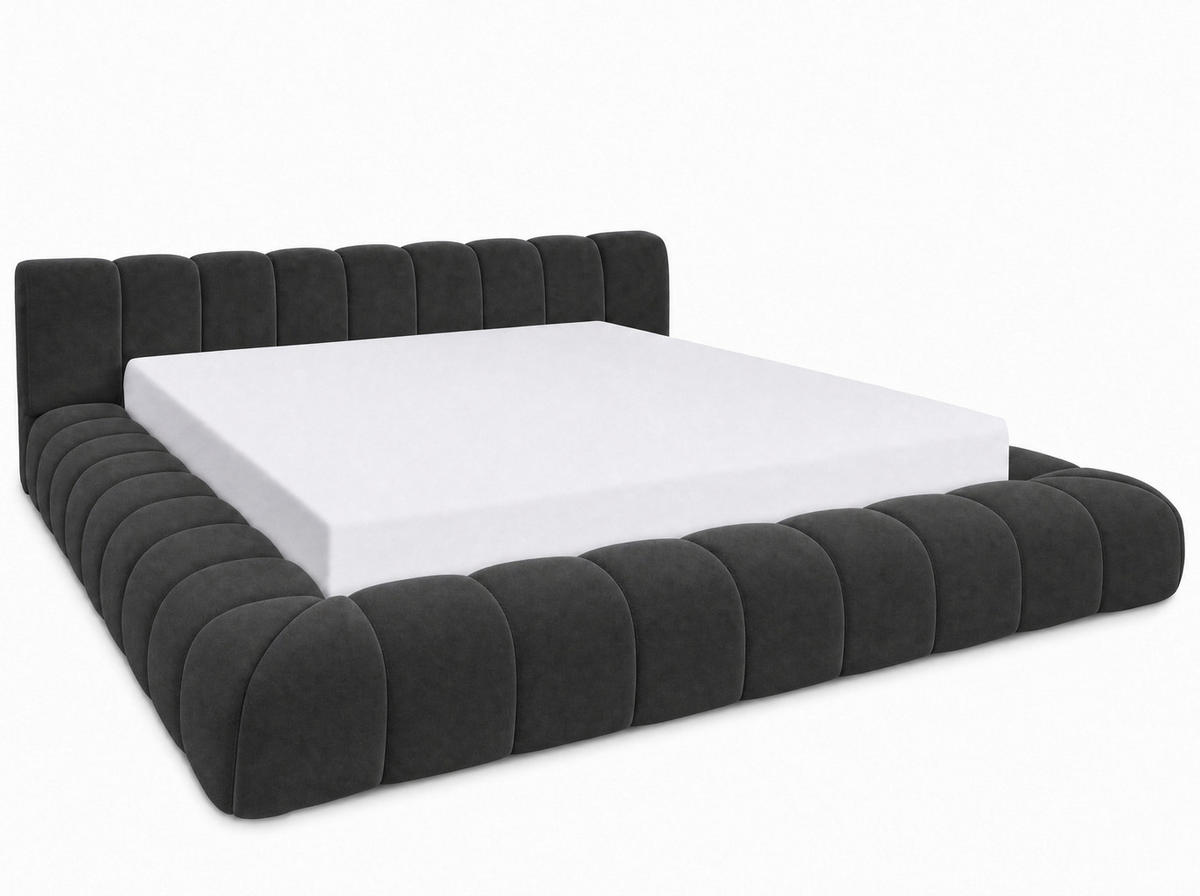 POLSTERBETT Adore Anthrazit 180/200 cm Samt mit Bettkasten - Anthrazit, Textil/Metall (180/200cm) - wonello