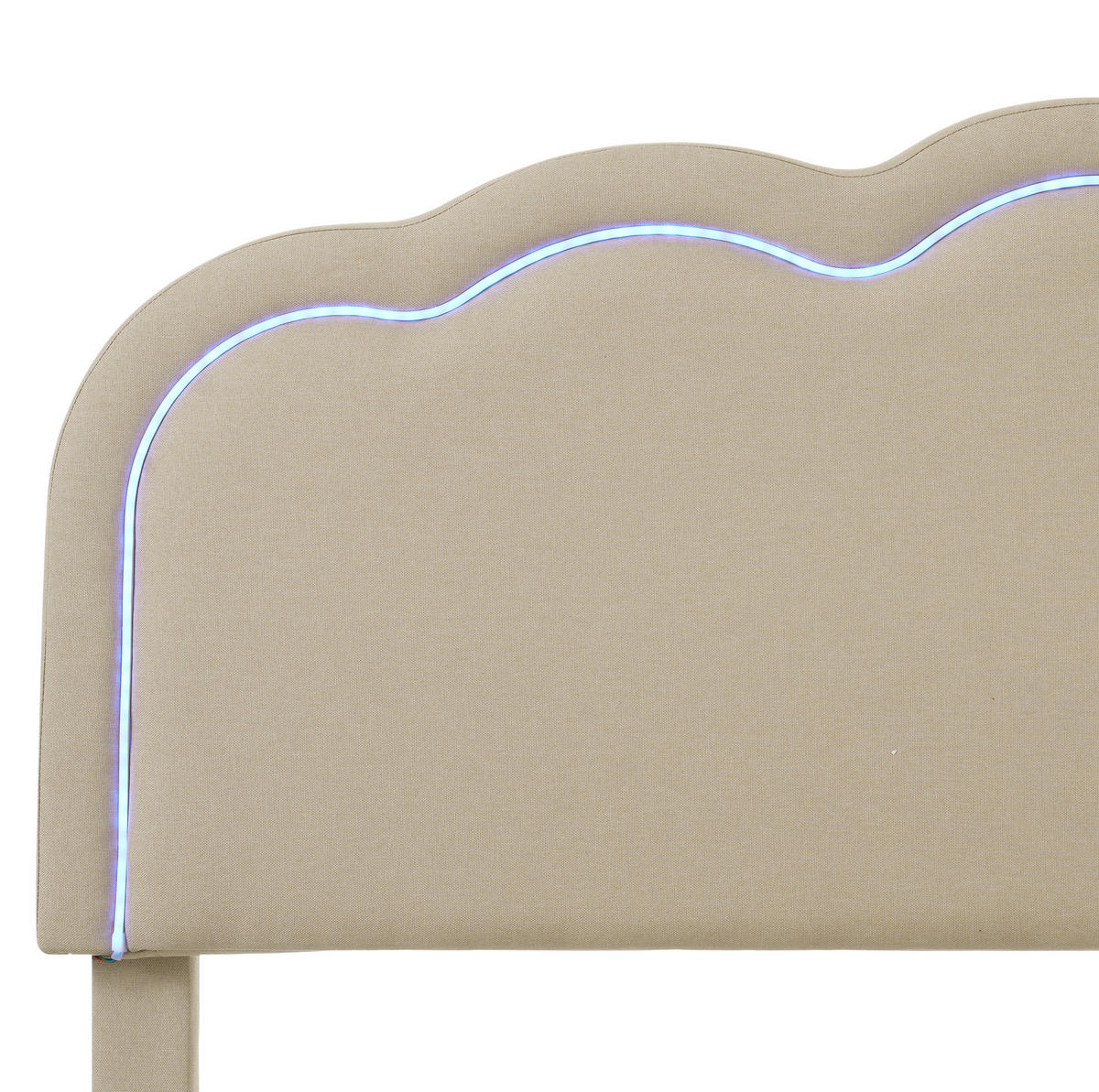 POLSTERBETT aus Leinen 140x200 cm in Beige mit LED-Kopfteil - Beige, Textil (140/200cm) - Modfu