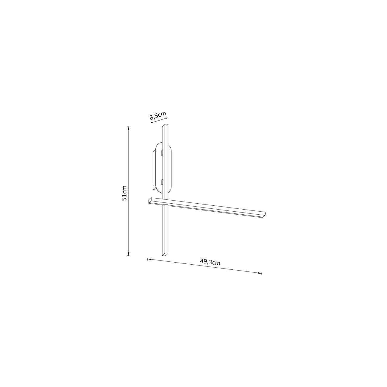 WANDLEUCHTE Taranto, Schwarz, 51cm - Schwarz, Metall (8/49.3/51cm) - KOSILUM