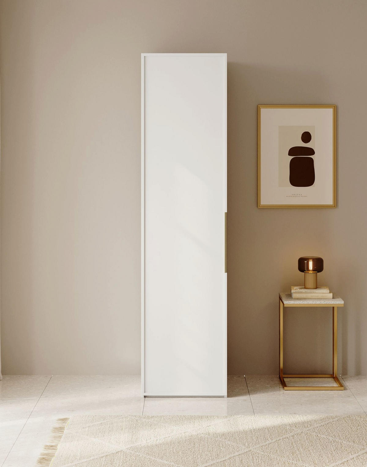 KLEIDERSCHRANK Frame Weiß 50 cm - Goldfarben/Weiß, Holzwerkstoff/Metall (50/200.5/57cm) - Selsey