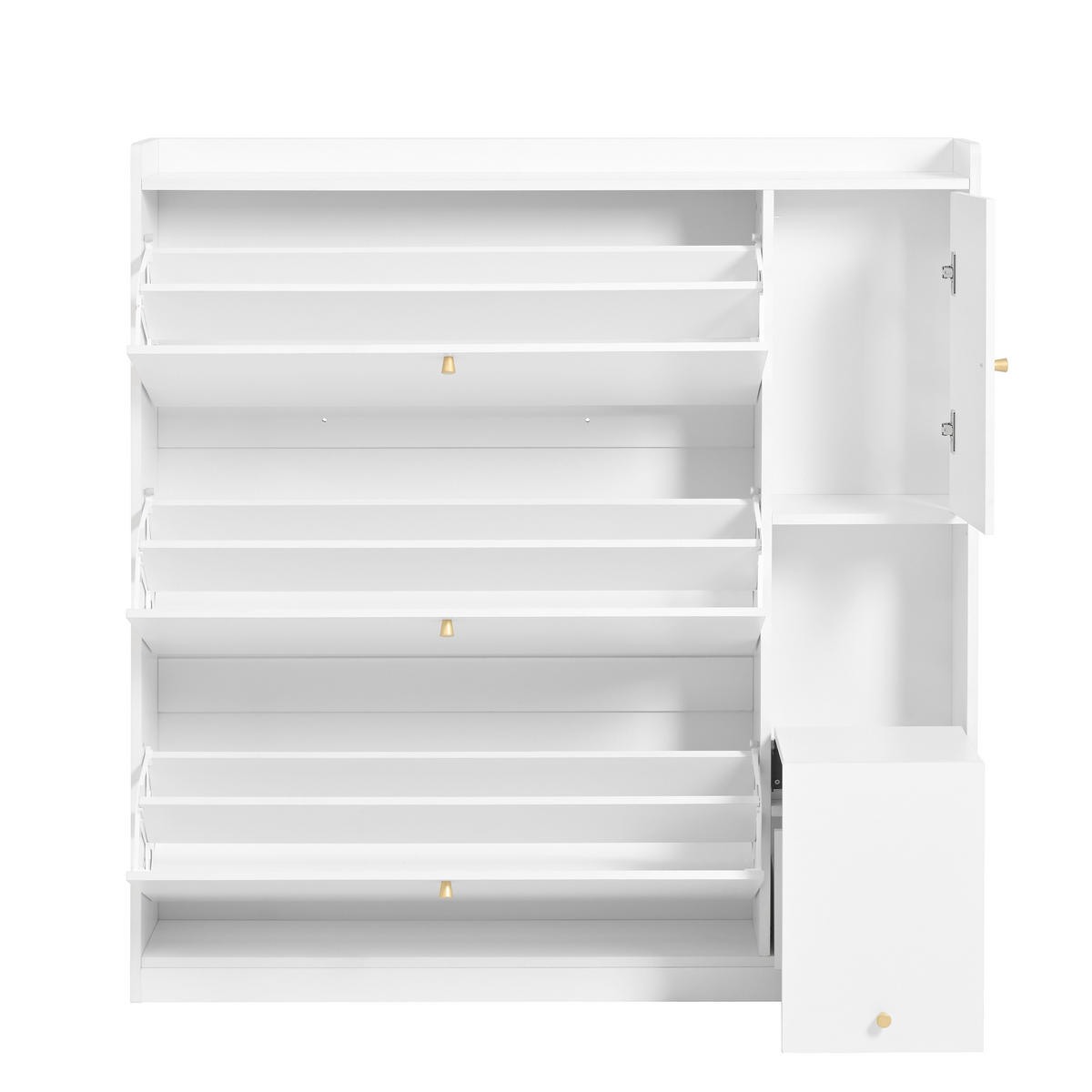 SCHUHSCHRANK Kipp mit Sitzbank Weiß 119x24x122cm - Weiß, Holzwerkstoff (24/122/119cm) - FLIEKS