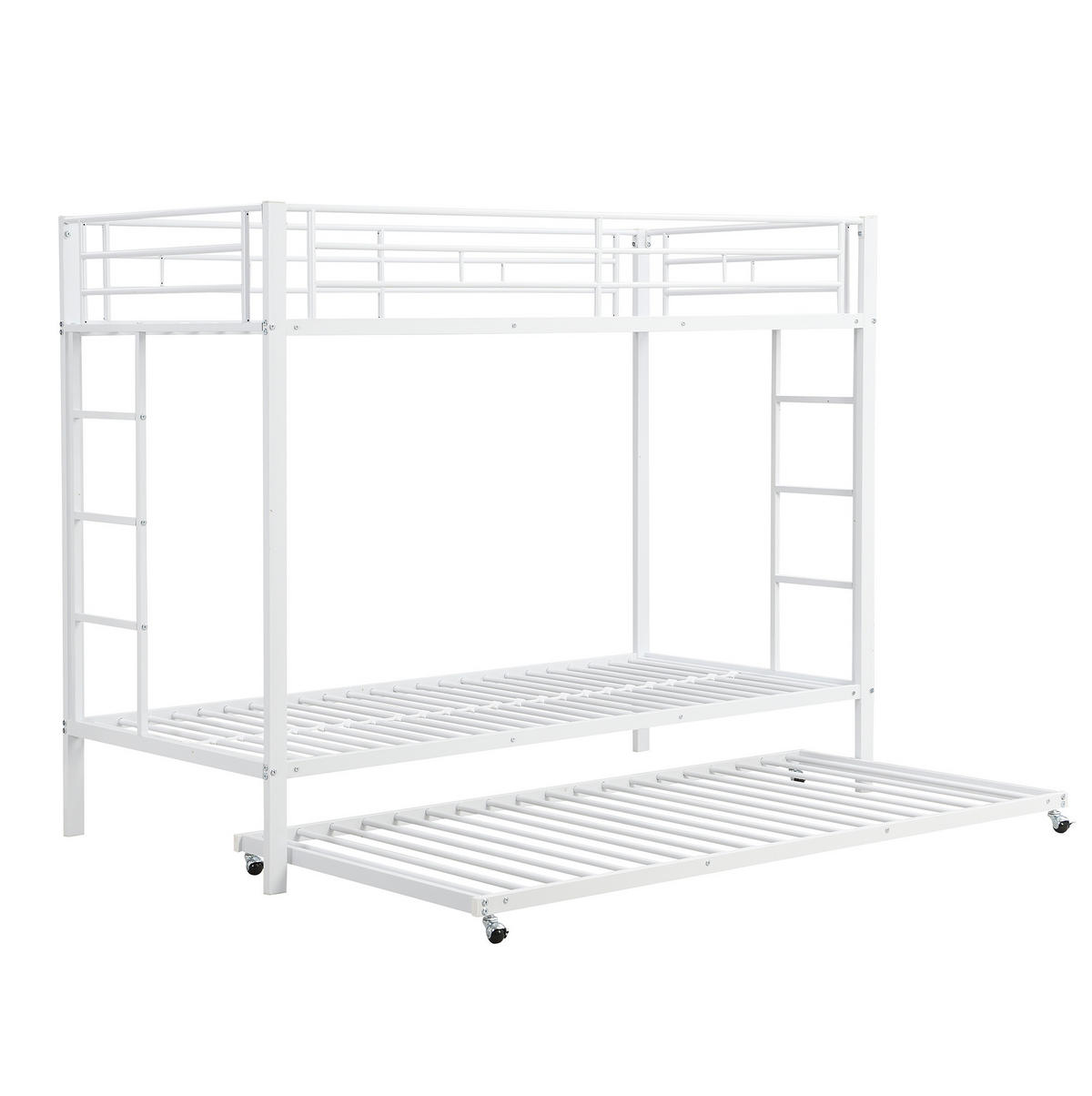 ETAGENBETT 90/200 cm aus Metall mit ausziehbarem Rollbett Weiß - Weiß, Metall (90/200cm) - Modenvie