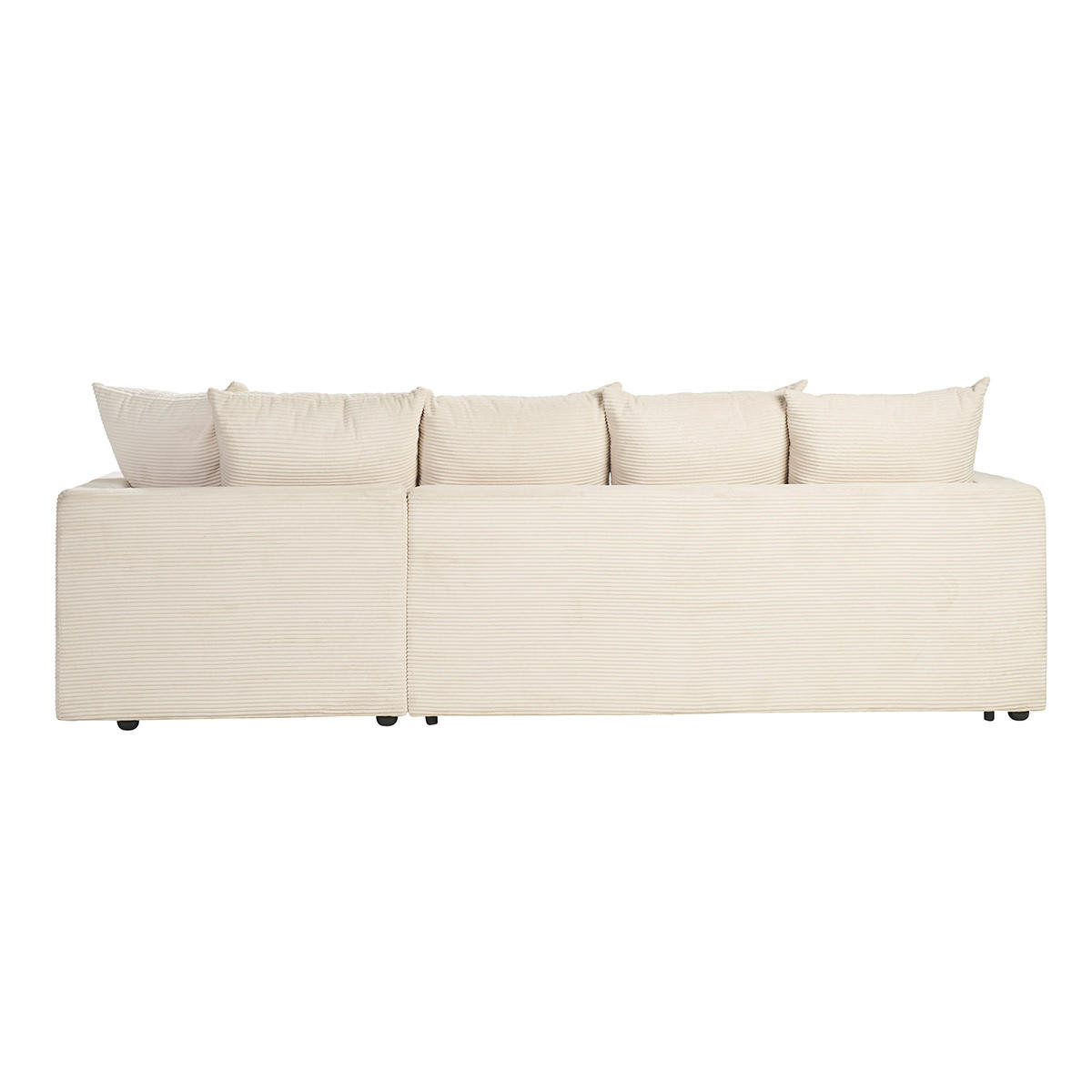 ECKSOFA rechts umwandelbar 4 Sitze in beige Cordstoff mit 13 cm Matratze BACIO - Beige, Textil (150/276cm) - Miliboo
