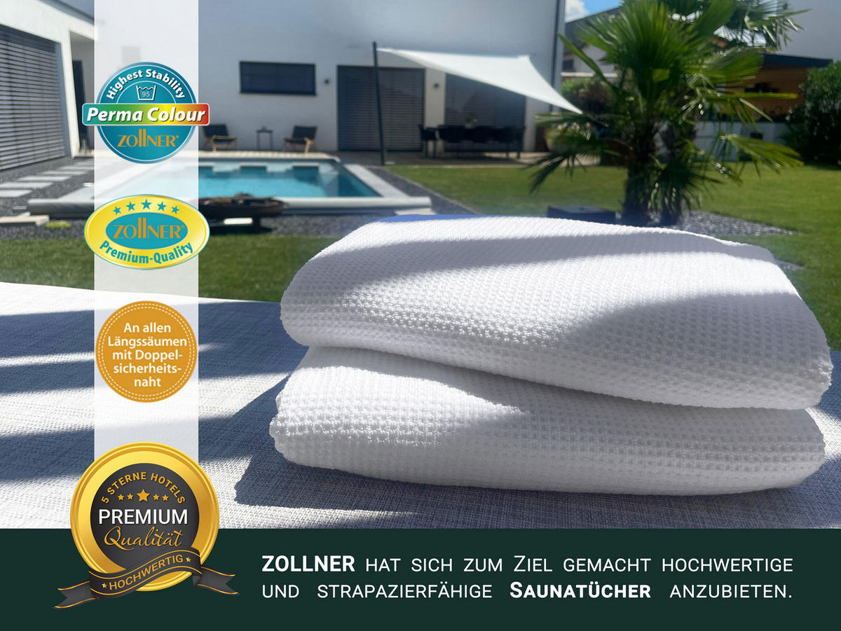 SAUNATUCH, 2er-Set, 70x180 cm, 100% Baumwolle, Weiß - Weiß, Textil (70/180cm) - Zollner