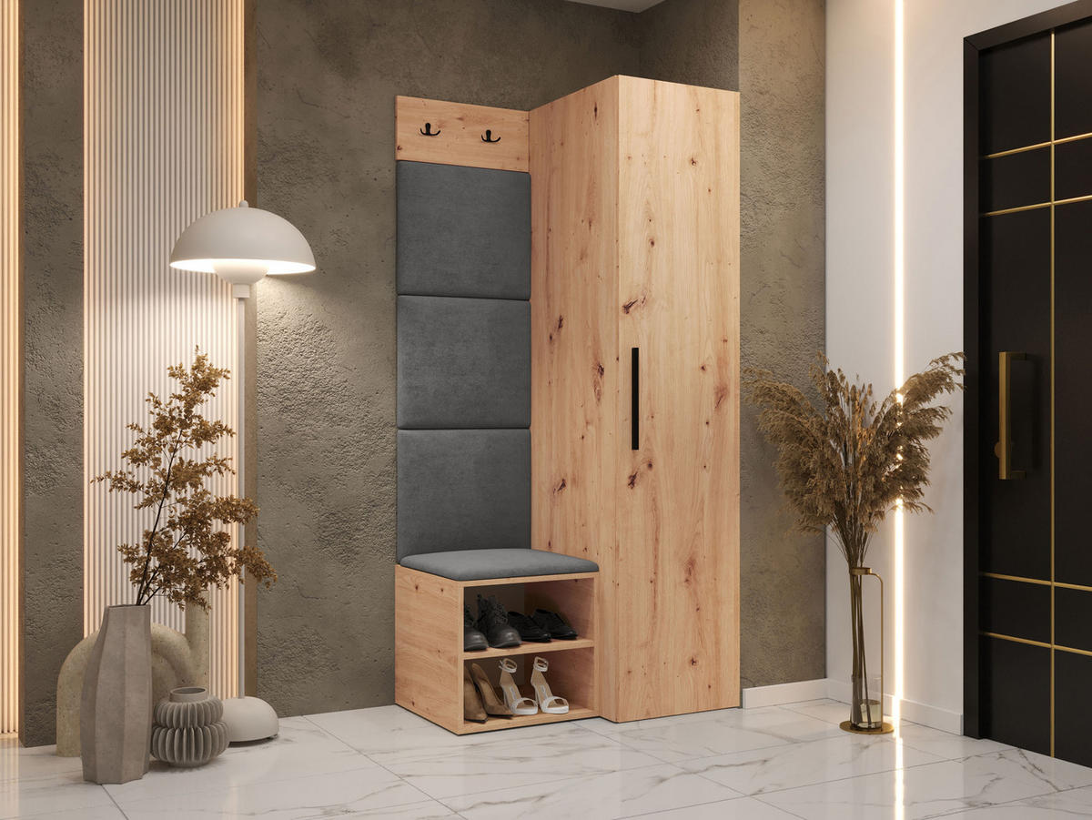 GARDEROBEN-SET Medi III - Schwarz/Eiche Artisan, Holzwerkstoff/Kunststoff (40/191/50cm) - MIRJAN24