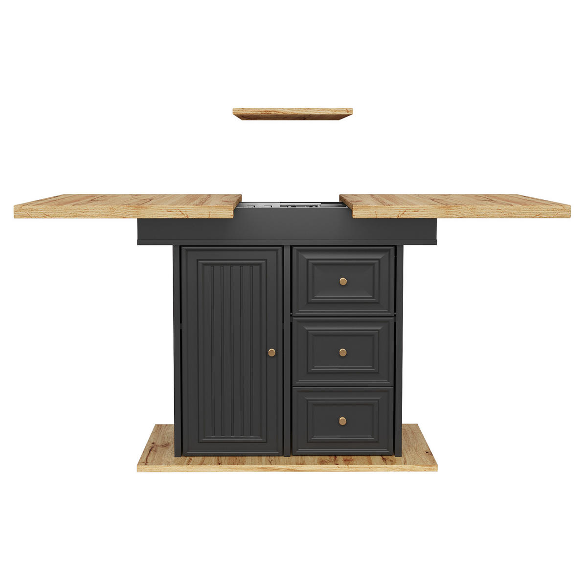 ESSTISCH 110/80/75 cm naturfarben aus MDF und Metall mit Stauraum - Hellbraun, Holzwerkstoff (110/80/75cm) - OKWISH
