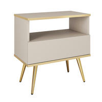 NACHTTISCH BANFF STO1-1S Goldene Metallbeine, Beige - Beige, Holzwerkstoff/Kunststoff (54/59/39cm) - Komodee