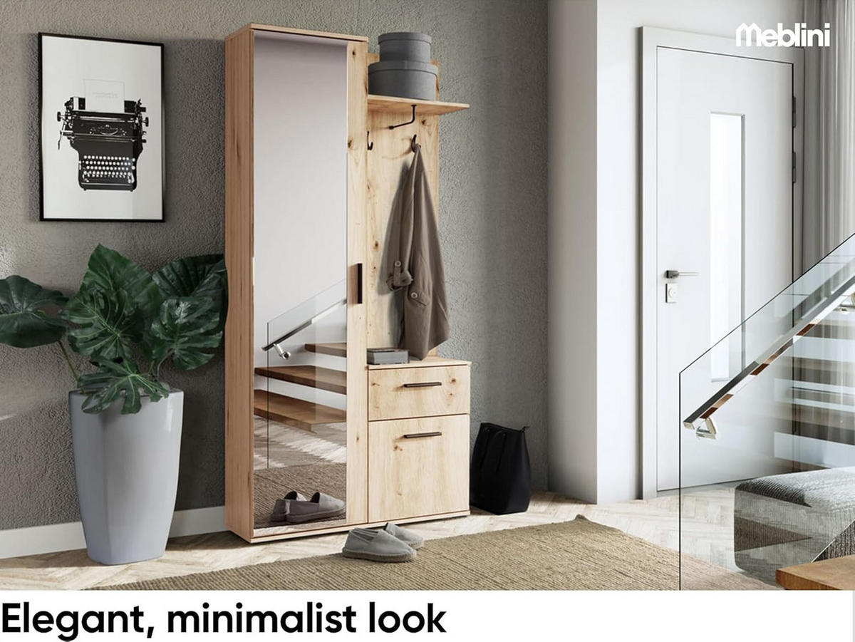GARDEROBE LUXOR - Eiche Artisan, Holzwerkstoff (97/195/30cm) - Meblini