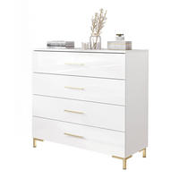 KOMMODE LINA GOLD mit goldenen Griffen und Beinen LED - Weiß, Holzwerkstoff (95/86/40cm) - Lookway