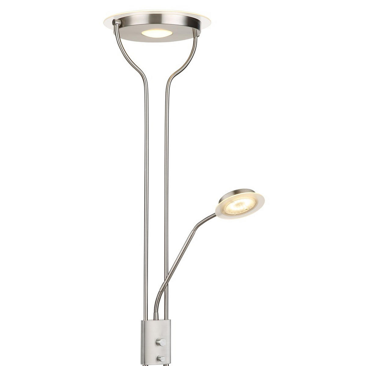 LED STEHLEUCHTE BRIANT, Silber, Metall, 2-flammig - Silberfarben, Glas (28/25.5/180cm) - Globo Lighting