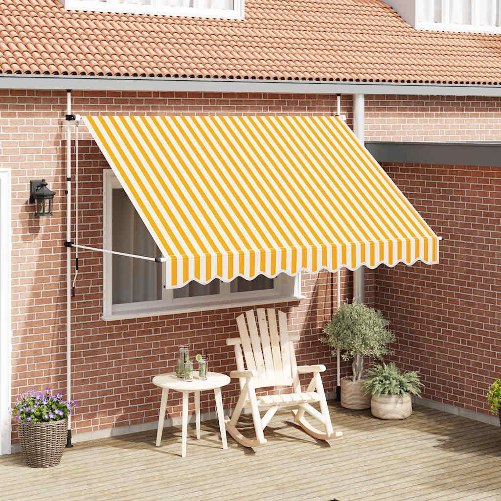 EINZIEHBARE Markise Handbetrieben 300 cm Orange/Weiß Gestreift - Orange, Textil (300/1/300cm) - furnicato