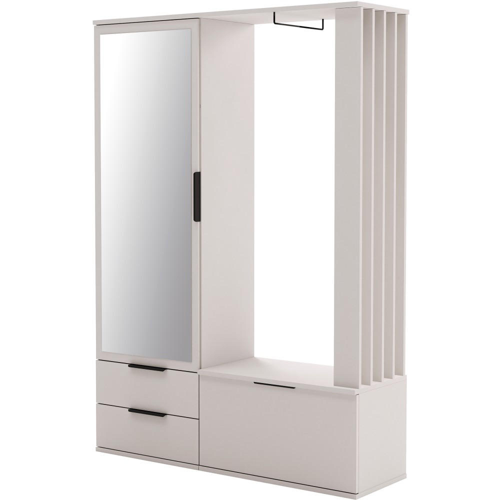 GARDEROBENSCHRANK Filo mit Spiegel und 2 Türen, Sandbeige - Sandfarben, Holzwerkstoff (140/200/42.5cm) - Beautysofa