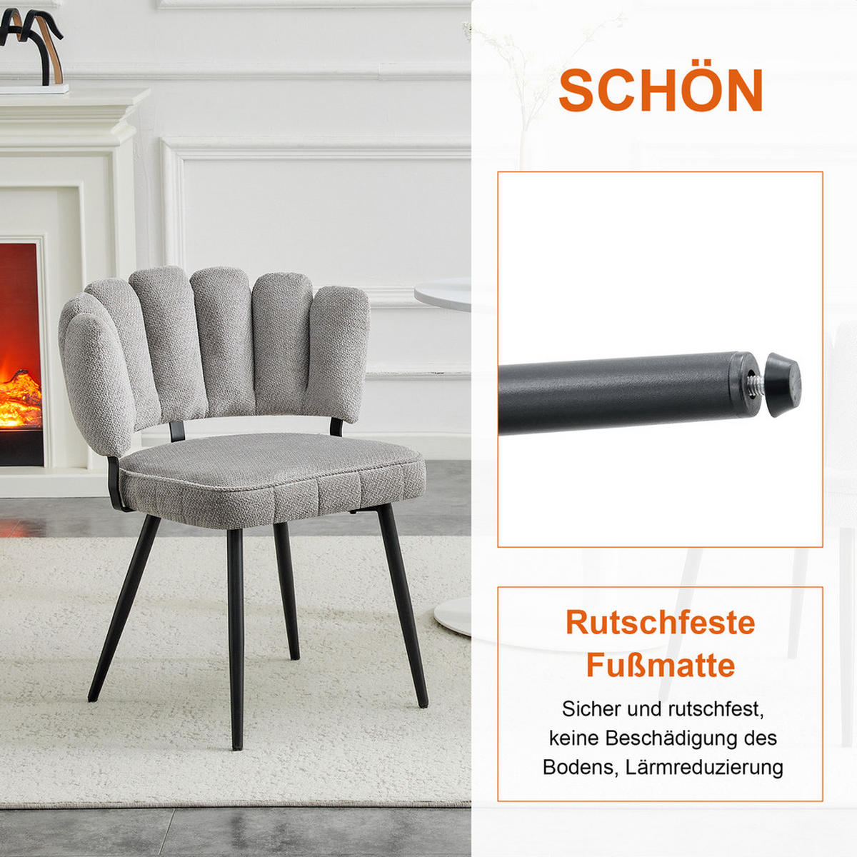 TISCHGRUPPE 3-tlg Runder Tisch 60 cm mit 2 Stühlen Grau - Grau, Metall (73.5/21.5/76cm) - Raelunyi