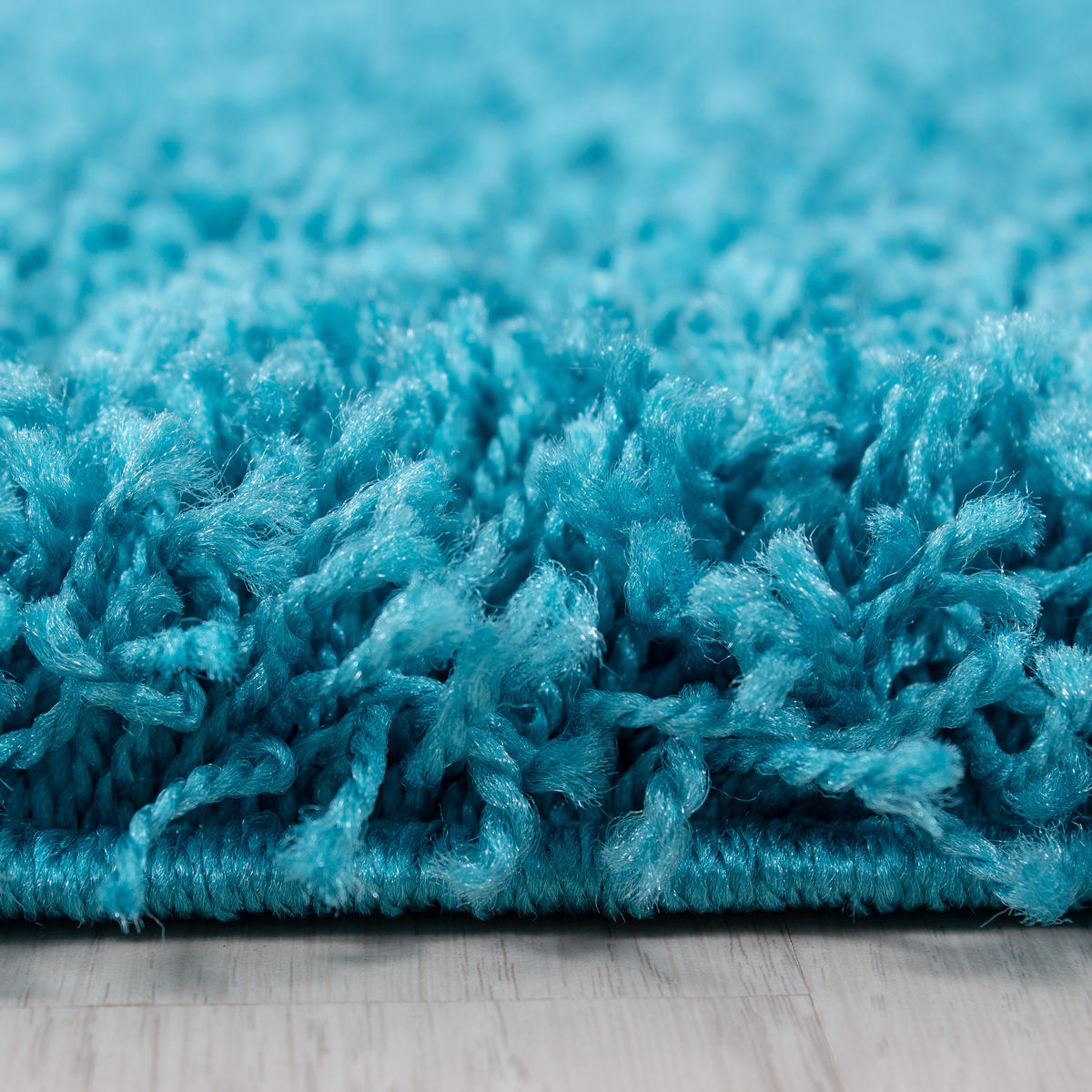TEPPICH Hochflor Unifarben Polypropylen Wohnzimmer Shaggy Türkis Rechteckig 240x340 - Türkis, Textil (240/340cm) - KADIMA DESIGN
