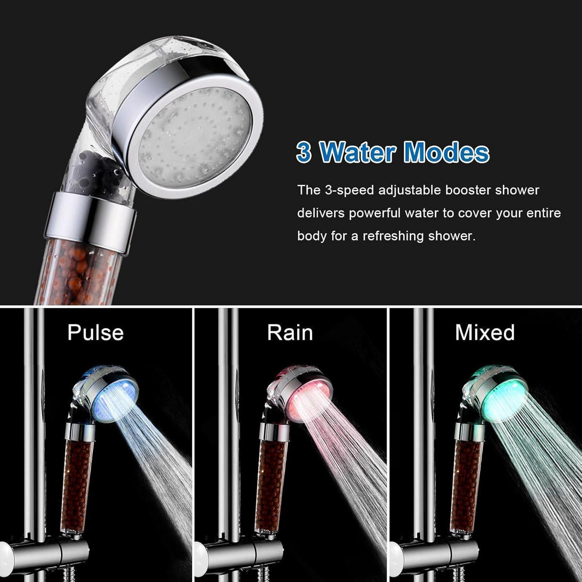 HANDBRAUSE LED mit Farbwechsel Chrom - Multicolor, Kunststoff (6.5/12.7/22cm)