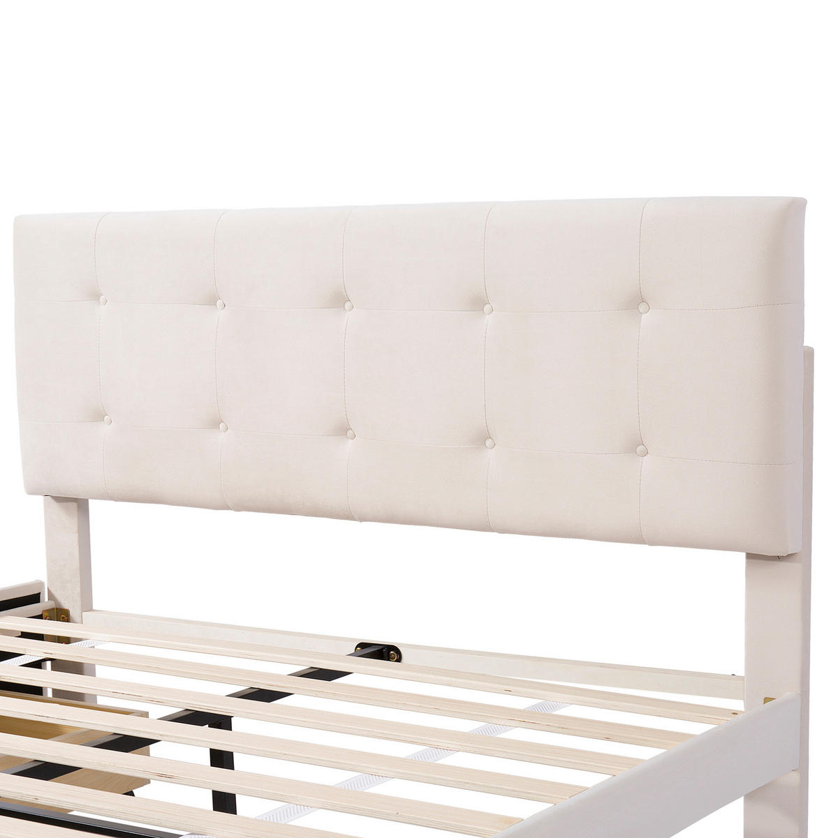 ČALOUNĚNÁ postel 140/200 cm béžová z textilu se 4 zásuvkami a lamelovým roštem - béžová, textil (140/200cm) - OKWISH