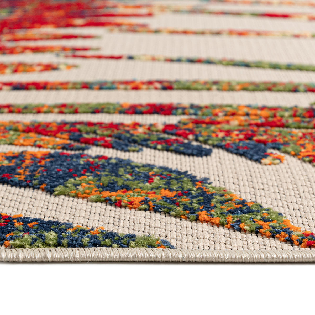 TEPPICH Outdoor Bunte Pflanzlich Kurzflor Rechteckig Boho - 160x230 cm - Rot, Textil (160/230cm) - Mazovia