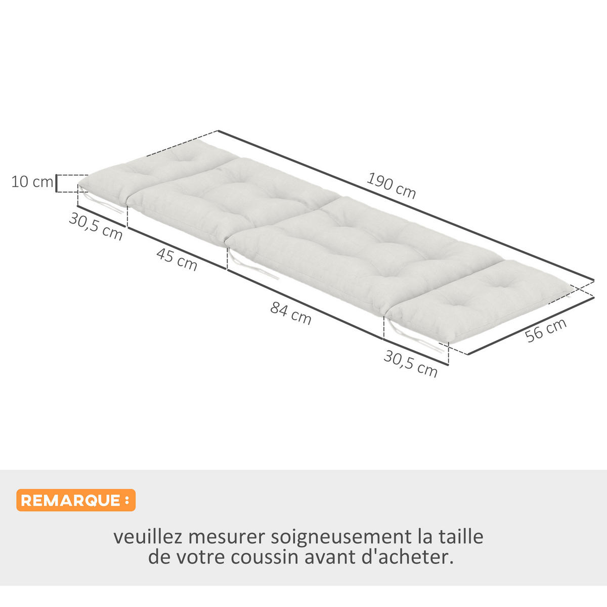 LIEGENAUFLAGE Hellgrau 2er-Set 190/56/10 cm - Hellgrau, Textil (190/10/56cm) - PANGIVO