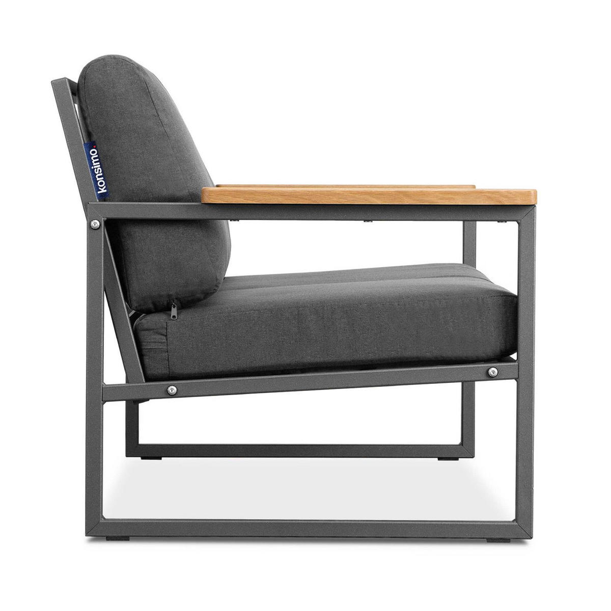 GARTENSOFA TRIBO 2-Personen ,Anthrazit|Grau - Anthrazit/Grau, Holz/Textil (130/65/60cm) - KONSIMO®