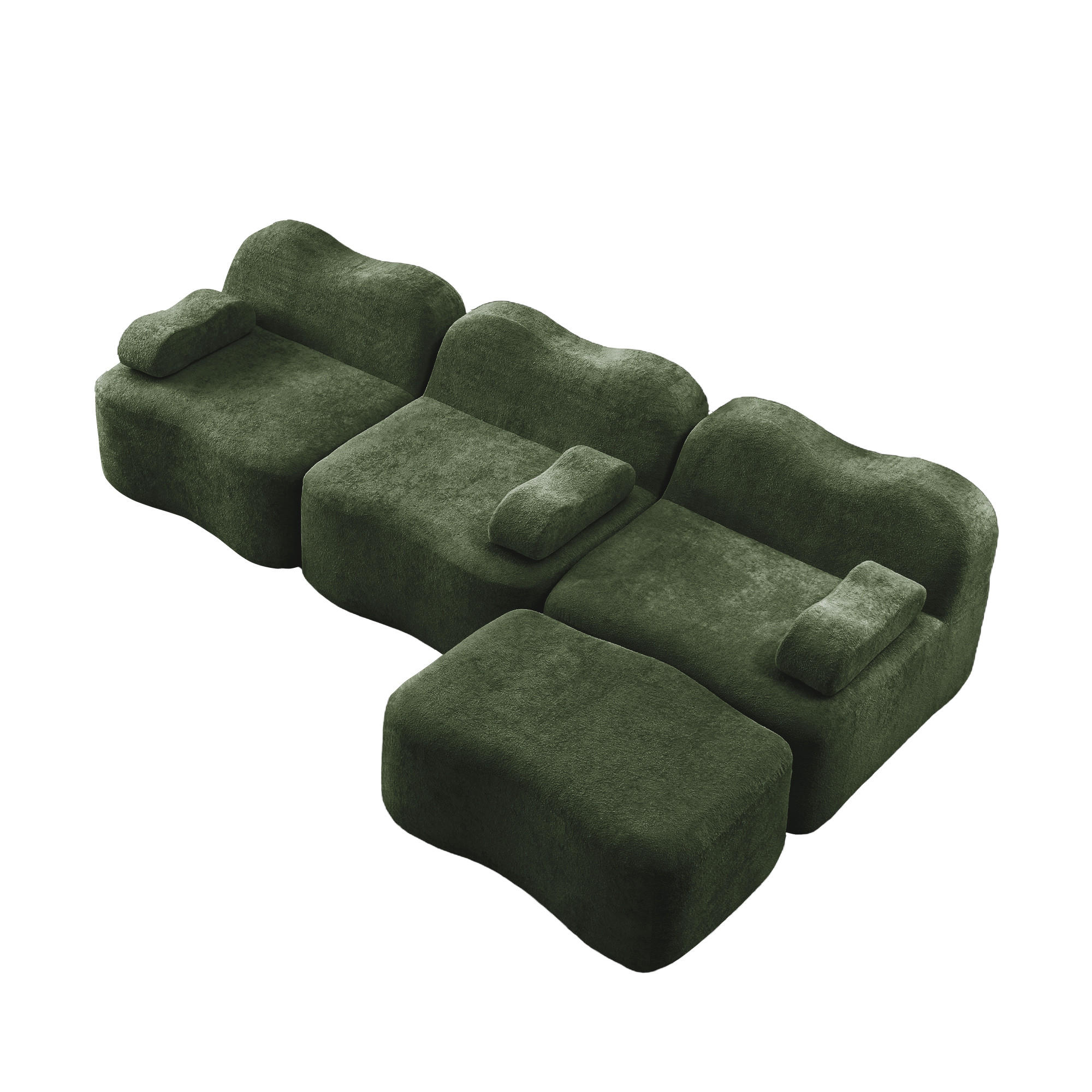 ECKSOFA DE-34348 L-Form mit Ottoman Grün - Grün, Textil (167/288cm) - ComfortXL