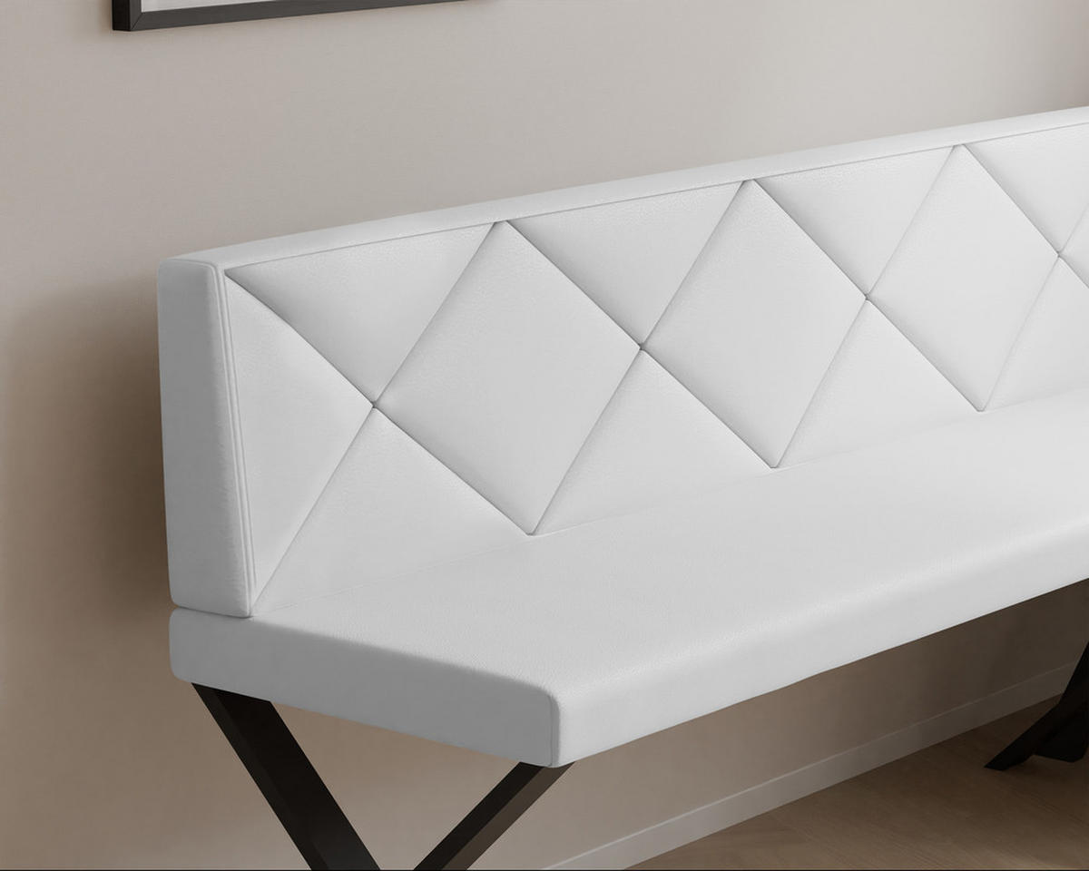 ECKBANK rechts VERO X Kunstleder gesteppt, 128/168 cm Weiß - Weiß, Kunststoff/Textil (128/168cm) - Idohome