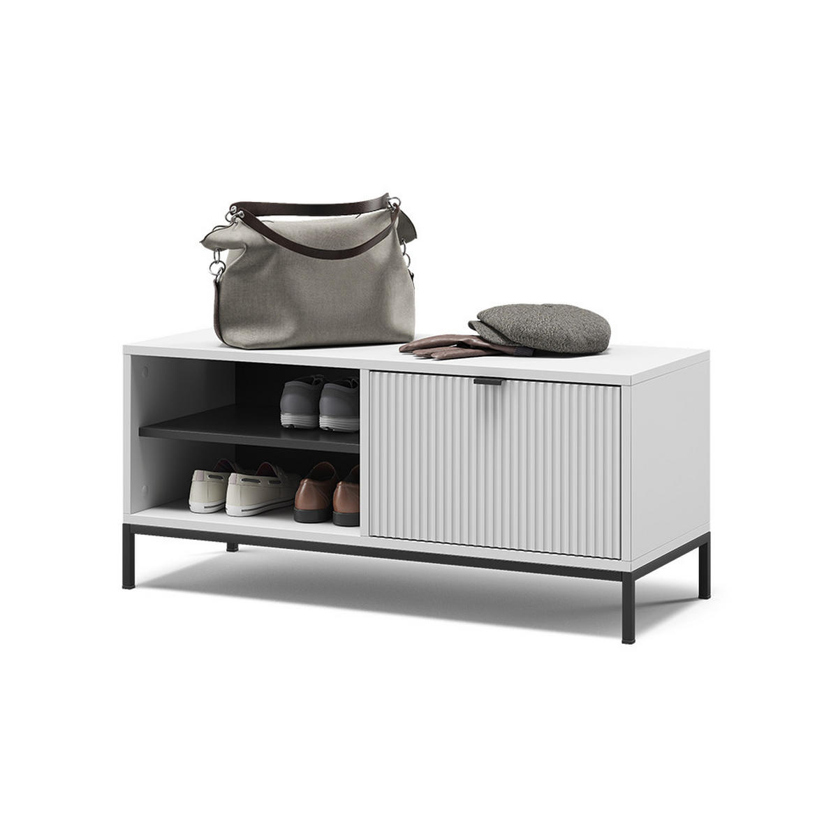 SCHUHSCHRANK Eliza Weiß 100 x 45 cm mit Klapptür - Weiß, Holzwerkstoff (100/45/40cm) - Vicco