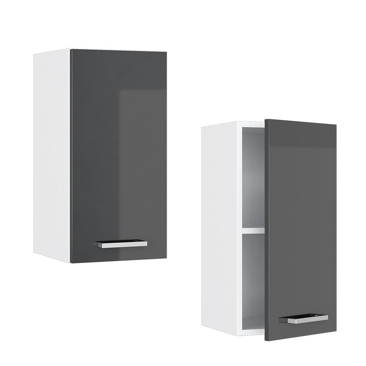 HÄNGESCHRANK R-Line Anthrazit Hochglanz 30 cm - Schwarz Hochglanz/Anthrazit, Holzwerkstoff (30/60/31cm) - Vicco