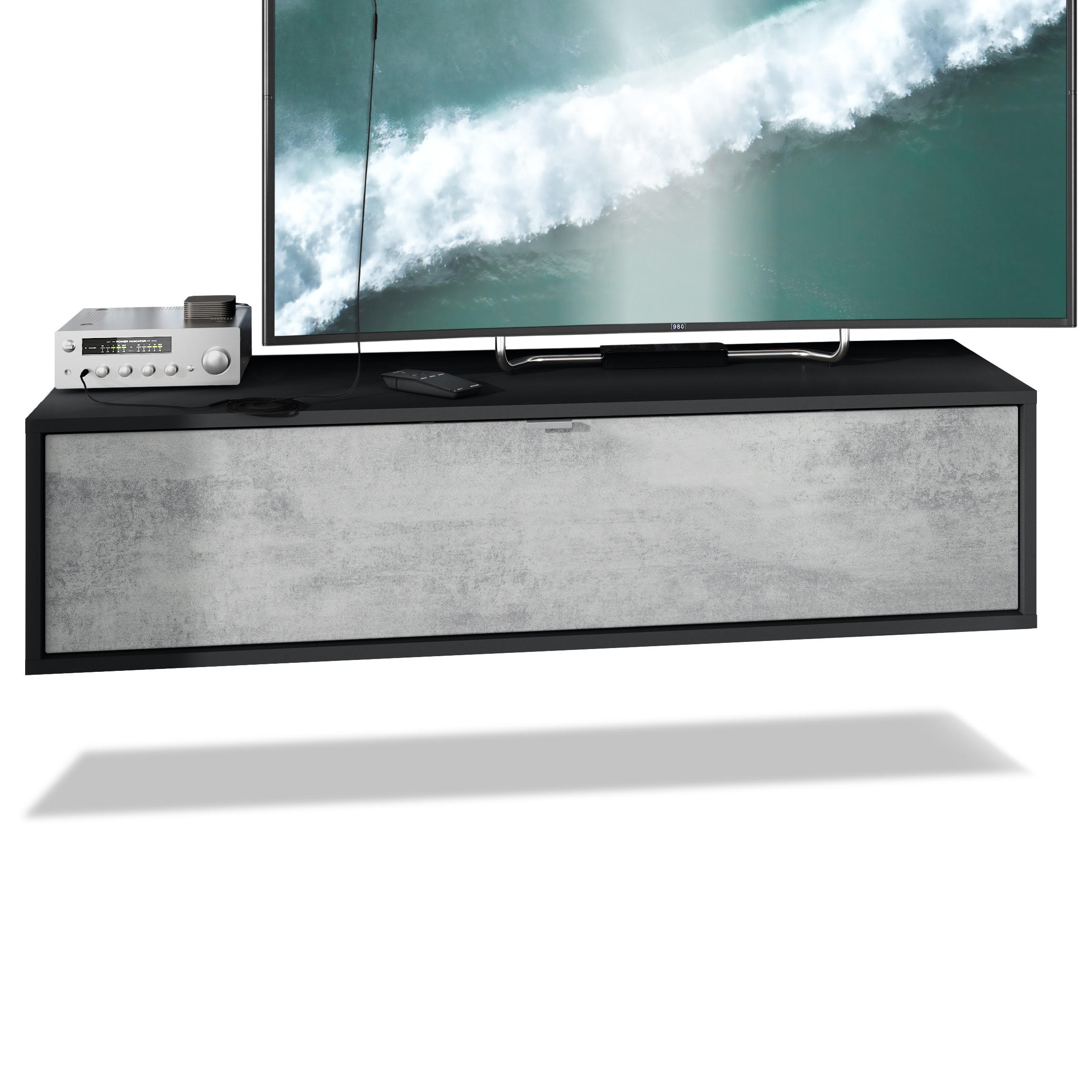 Vladon Lowboard Hellgrau 120x29x37 cm