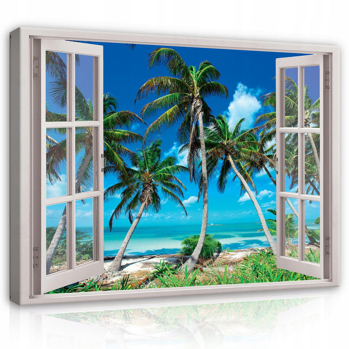 BILDER auf Leinwand Strand Meer Palmen Modern 80x60 - Multicolor, Holzwerkstoff (80/60cm) - Wallarena