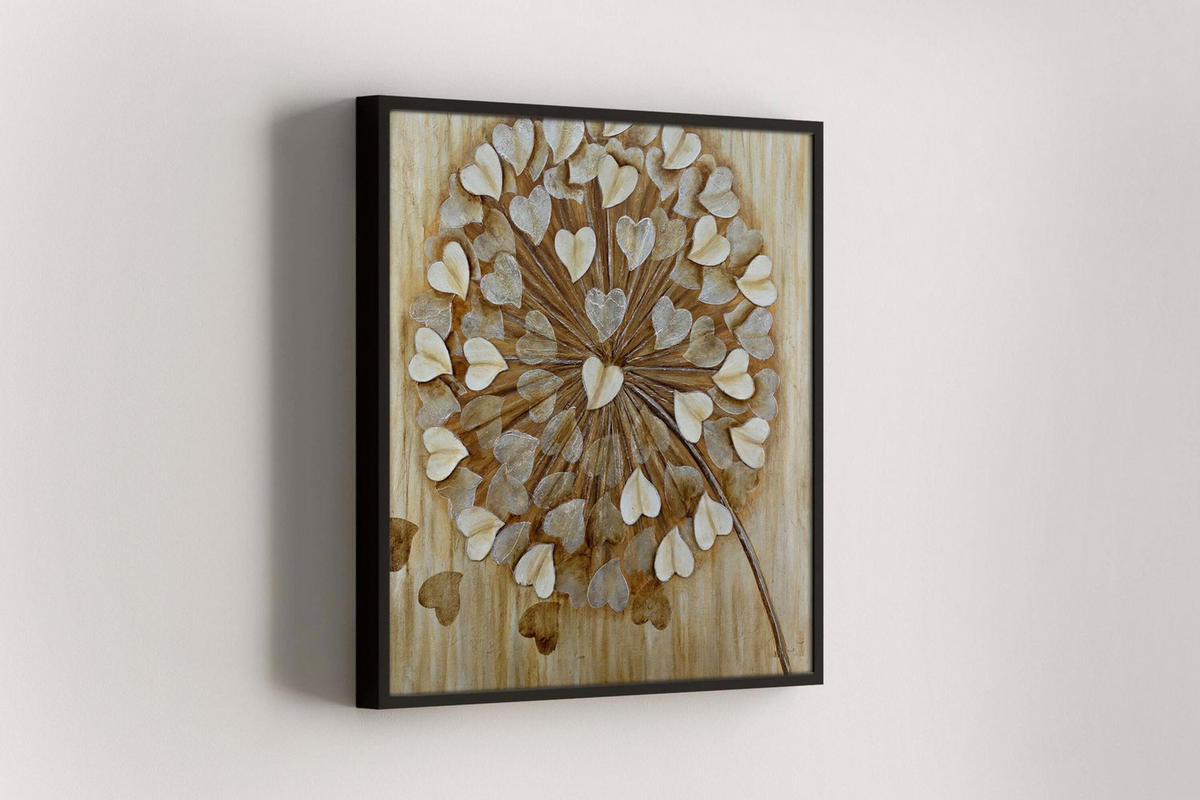 ÖLGEMÄLDE 80/80 cm - Beige/Braun, Holz/Textil (1.6/80cm) - KUNSTLOFT