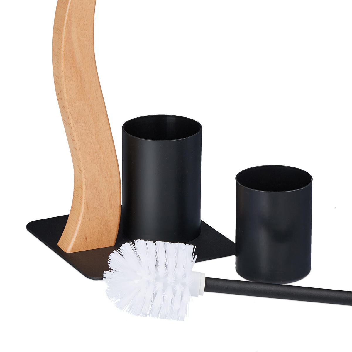 WC-GARNITUR - Schwarz, Holzwerkstoff/Kunststoff (26/87/20cm) - Relaxdays
