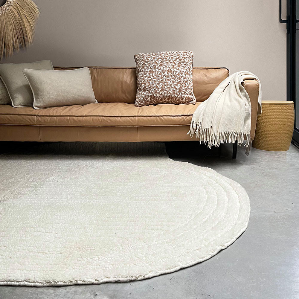 Thumbnail - Malagoon Wollteppich, Weiß, Textil, Abstrakt, Freiform, 180x180 cm, Teppiche & Böden, Teppiche