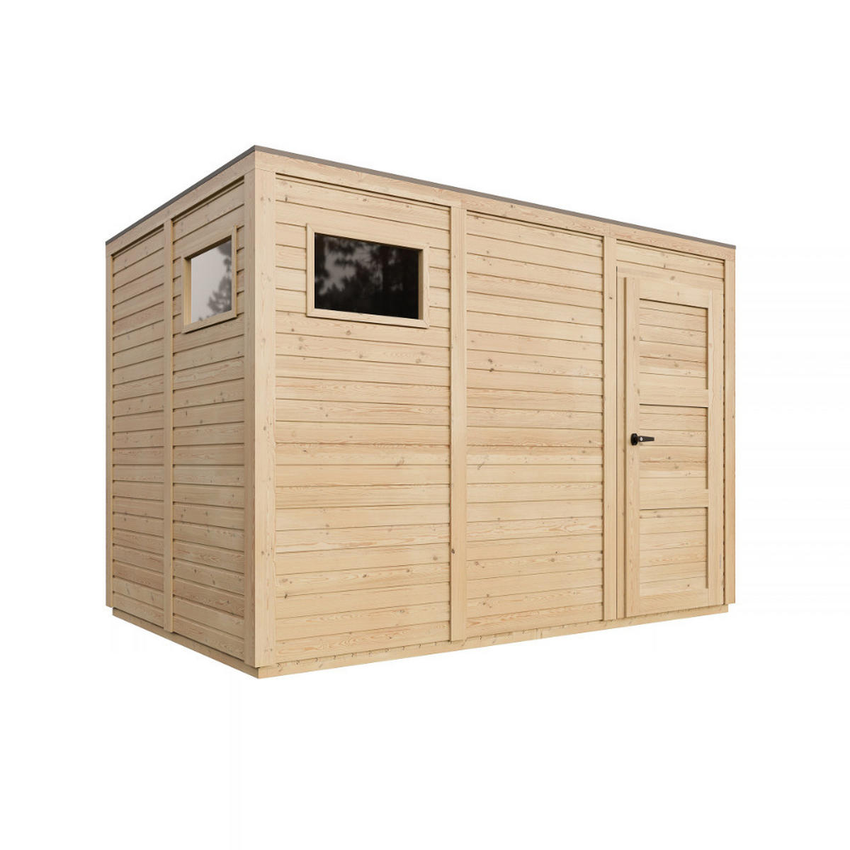 GARTENHAUS Holz 6,18 m², 306/216/202 cm, mit imprägniertem Boden, M326F2+M326G - Beige, Holz (306/216/202cm) - Timbela