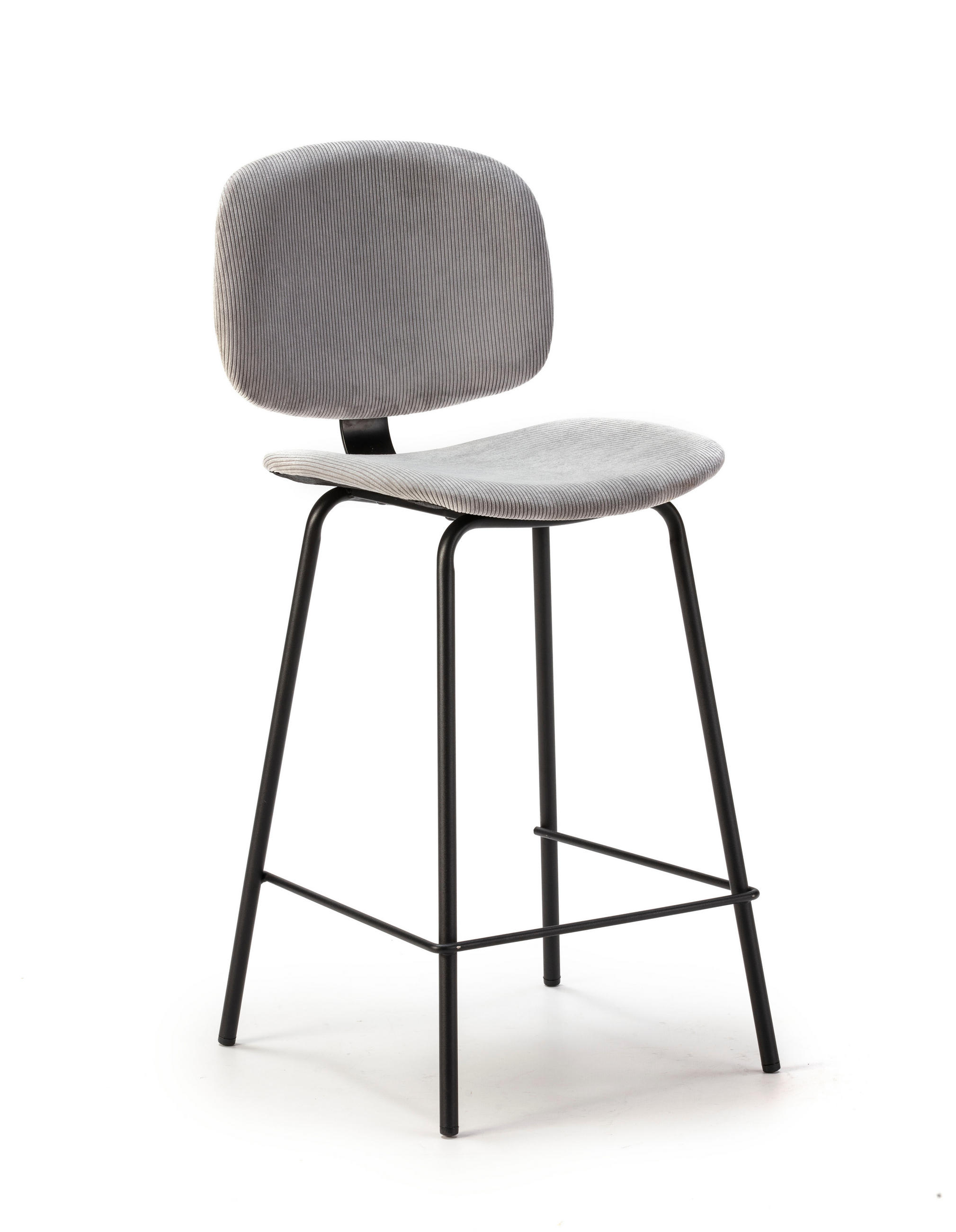 HOCKERN (Set aus 2) aus cordstoff mit schwarzen metallbeinen - arus 44/50/65 cm - Schwarz, Textil (50/65/44cm) - Calicosy