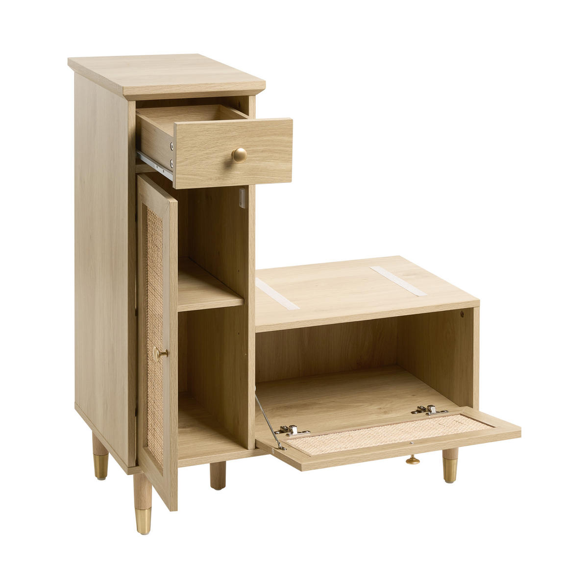 SCHUHBANK mit Stauraum Hellbraun Forster - Hellbraun/Beige, Holzwerkstoff (79/90/37cm) - Beliani