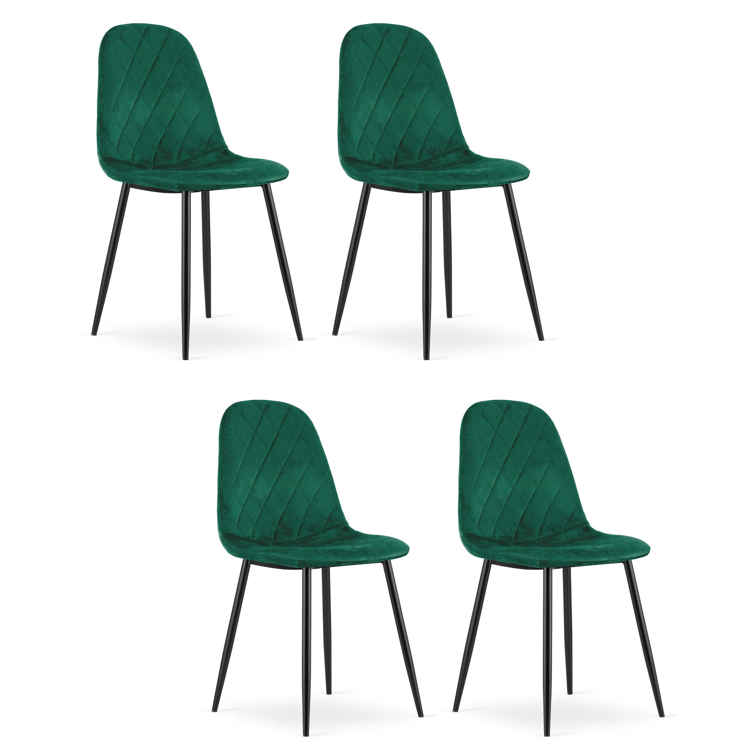 STUHL PIENZA 4-er Set, Grün, mit Samtstoff gepolstert - Grün, Textil/Metall (45/88/51cm) - Komodee