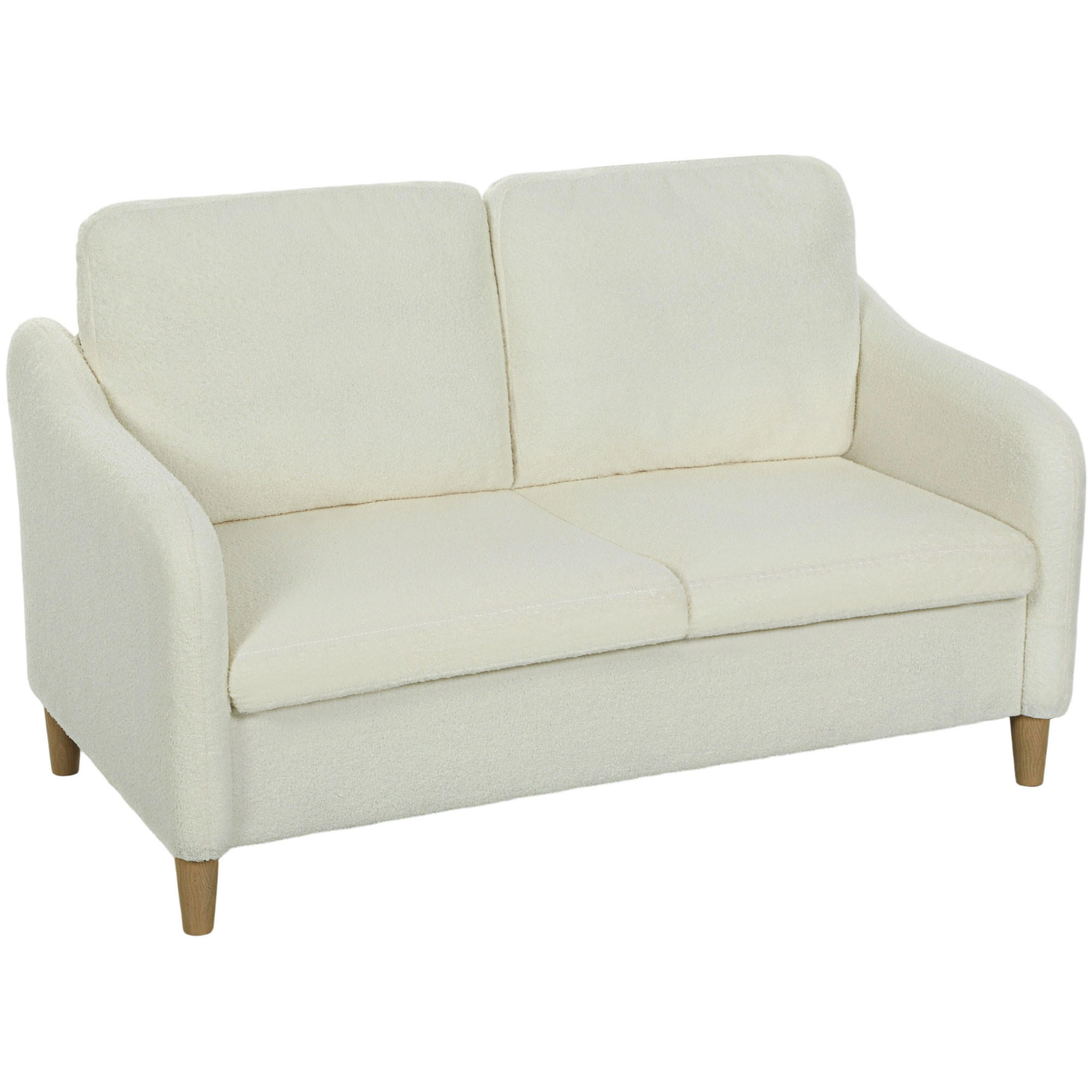2-SITZER-SOFA DE-06558 kleine Couch mit Sherpa-Fleece-Optik, 137 cm Cremeweiß - Creme, Holz/Textil (137/82/69cm) - ComfortXL